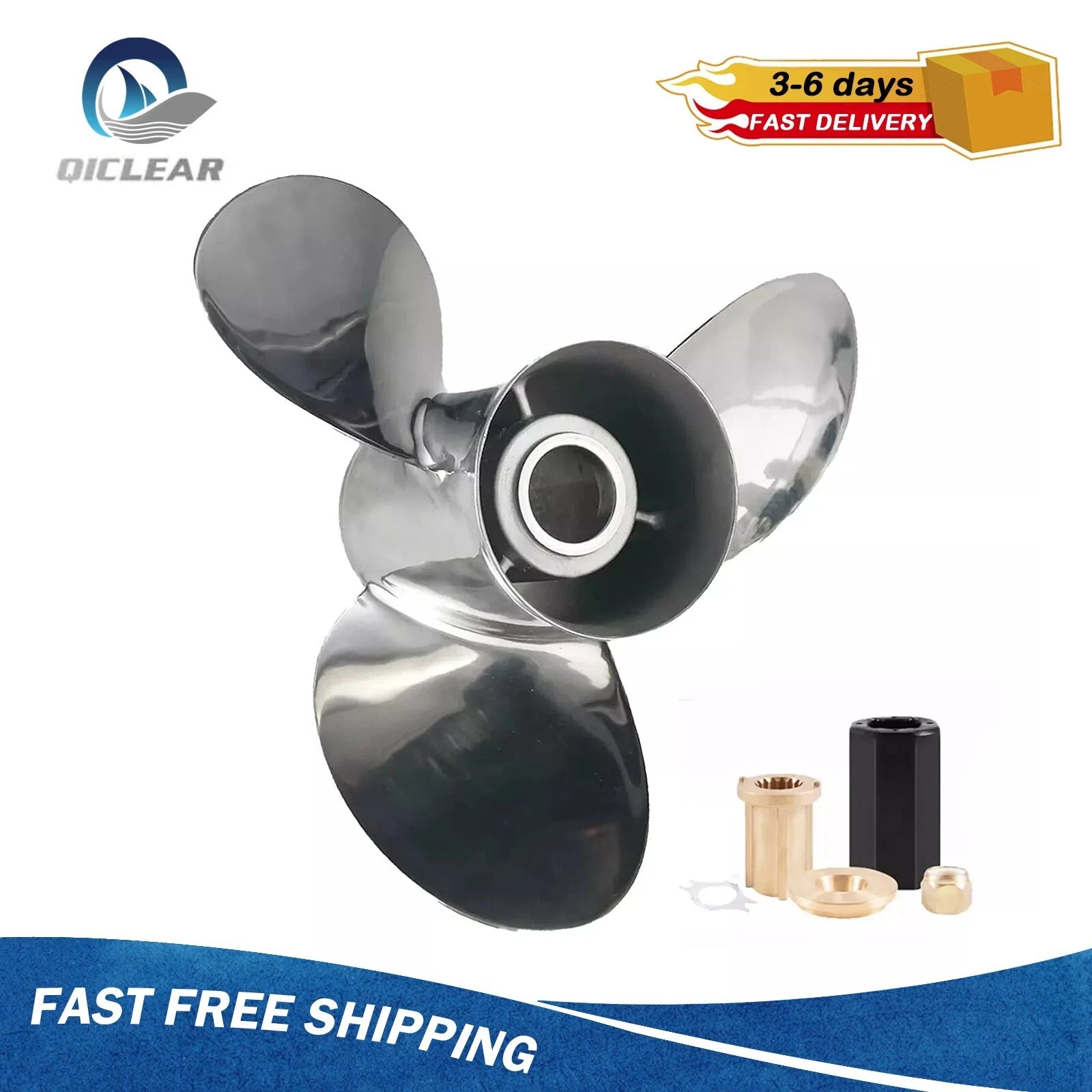 Stainless Steel Prop for Mercury 40-140HP (15 Tooth) (Interchangeable Hub)