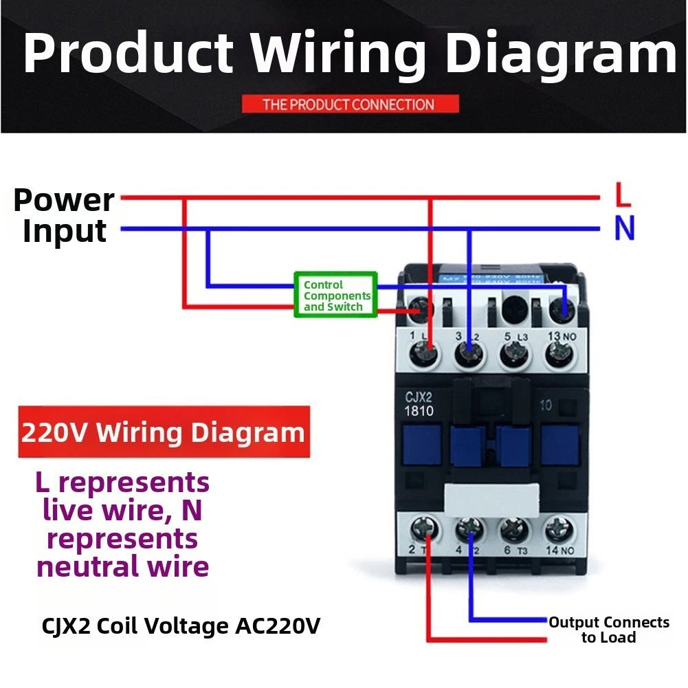 3P AC Contactor CJX2 1810 220V 18A 1NO for Motor and Pump Control