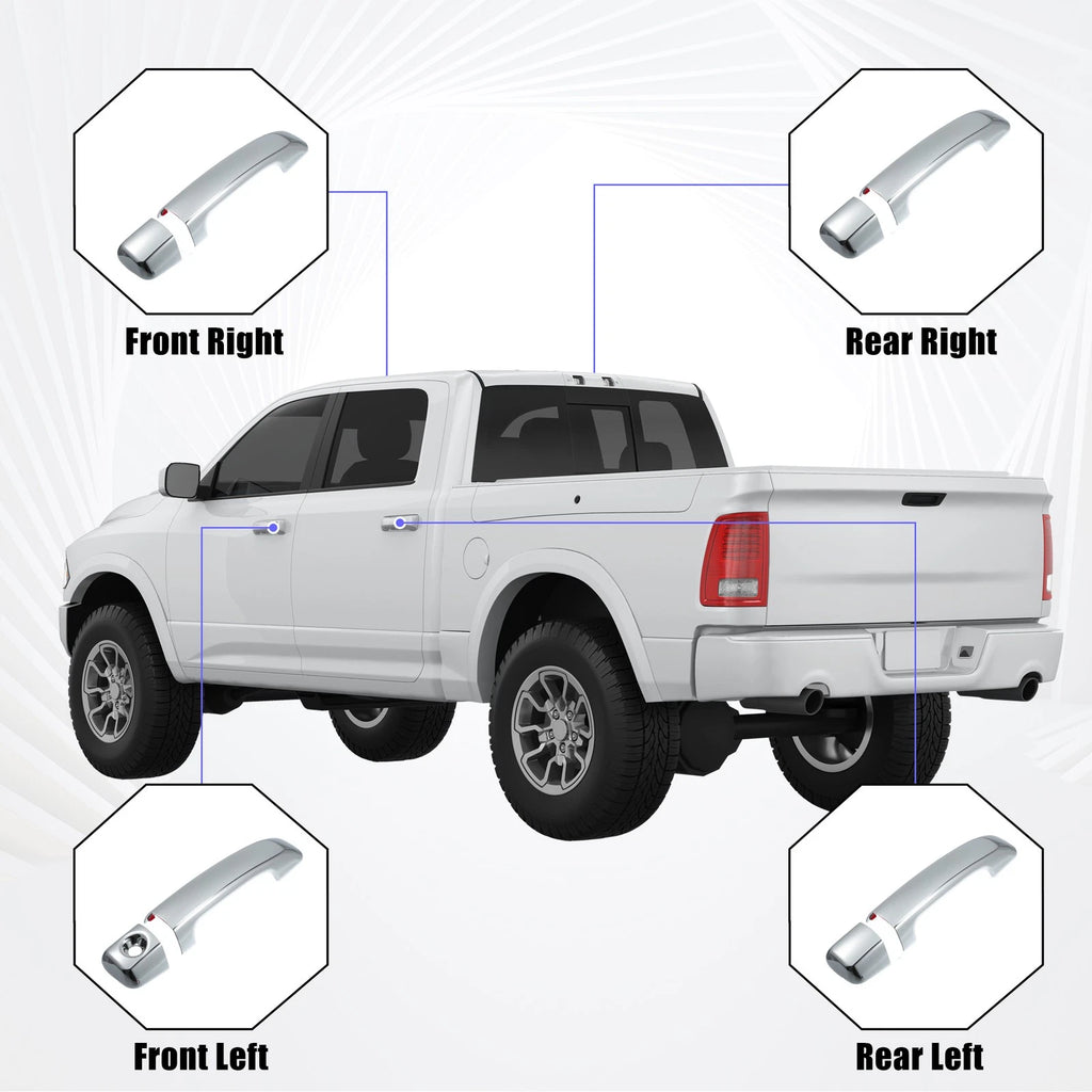 Set of 4 Car Exterior Door Handle Covers for Toyota Tundra, Sequoia (2007–2021)