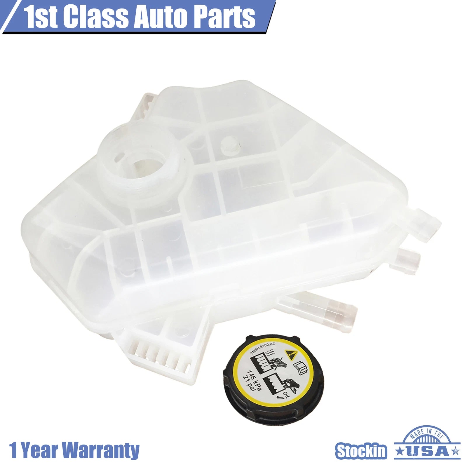 Radiator Overflow Bottle Tank with Cap for Ford Fiesta (2001-2003)