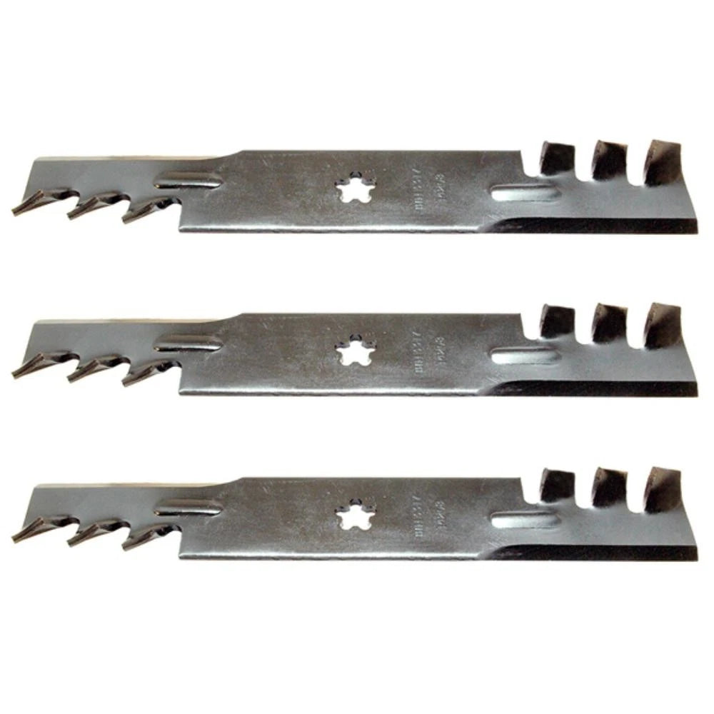Set of 3 Toothed Mower Blades for Husqvarna YTH2648TDF YTH2648TDRF