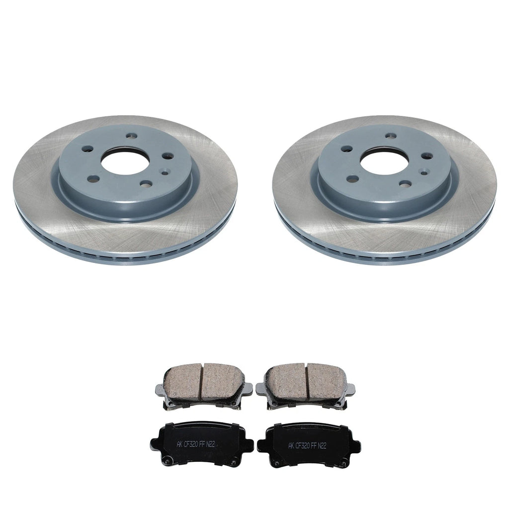 Set of 2 DuraGo Rear Rotors & Akebono ProACT Ceramic Brake Pads for Impala Malibu