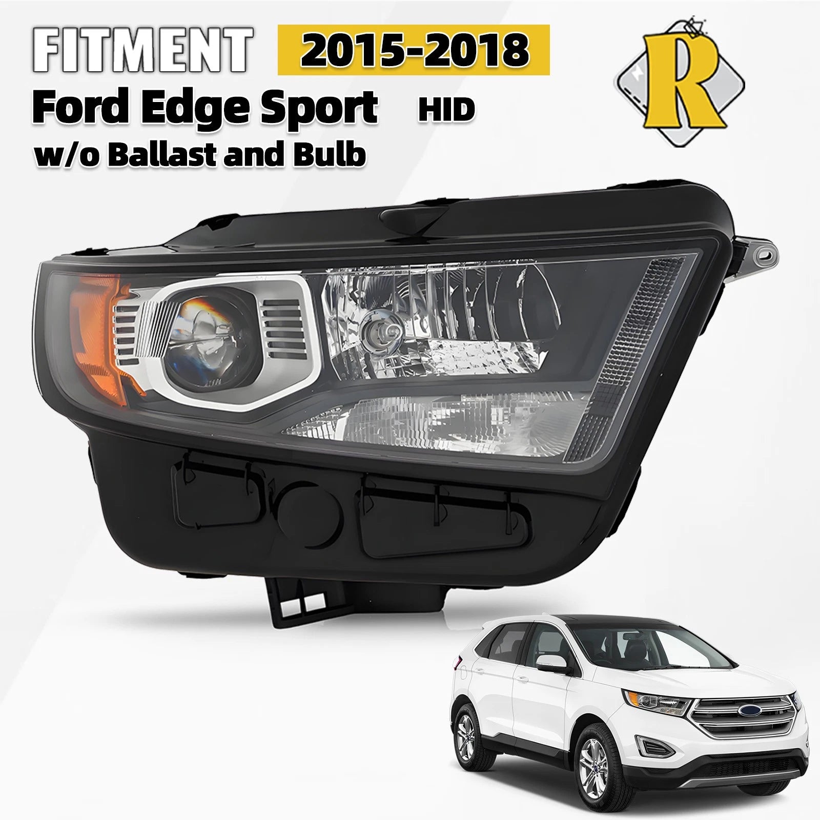 HID Xenon Headlight for Ford Edge (2015–2018) Right Passenger w/o Ballast & Bulb