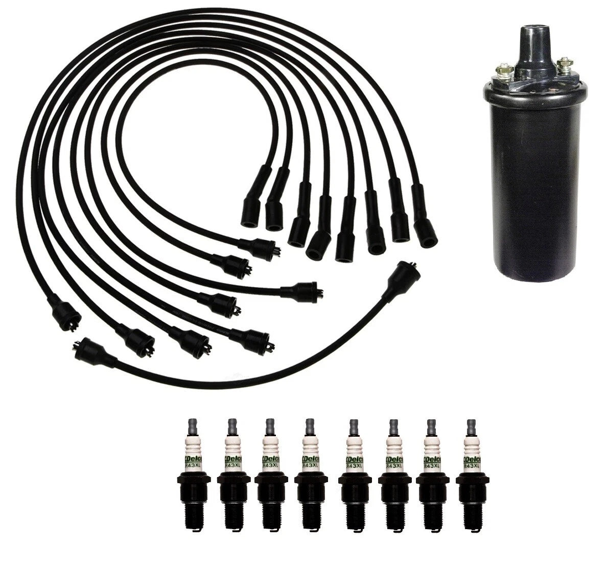 Ignition Wires & Spark Plugs Kit for Chevy Chevelle Corvette V8 (1964–1982)