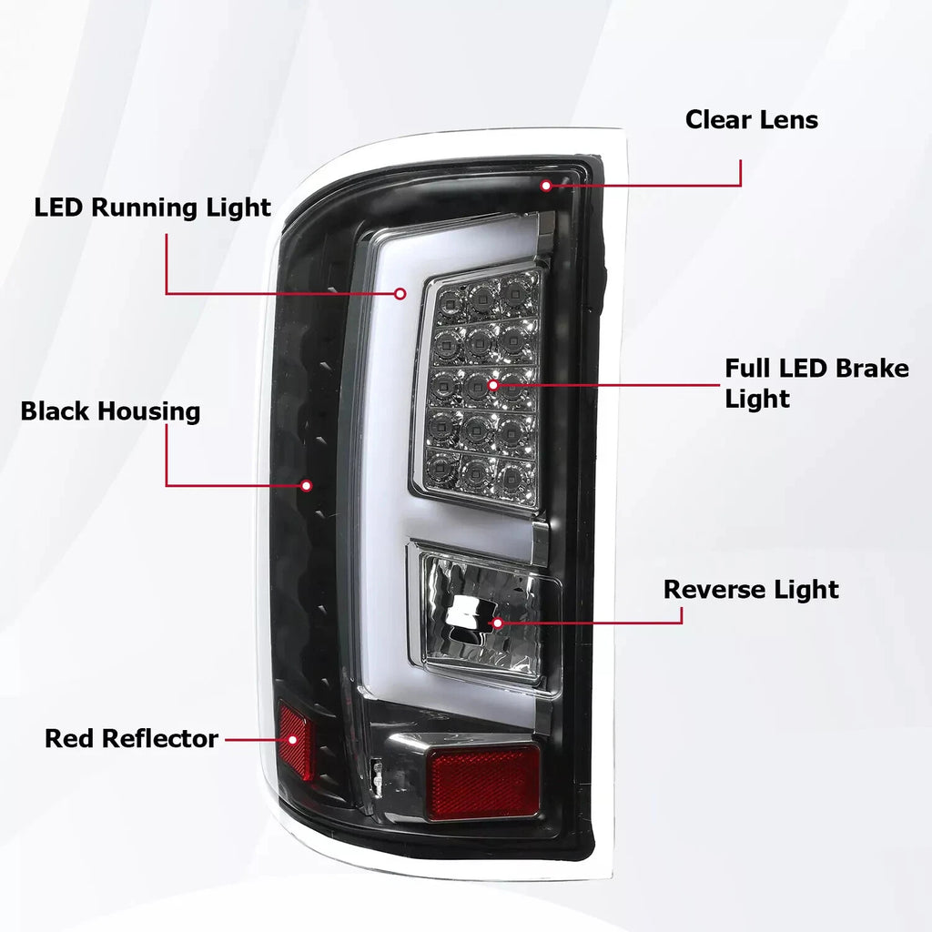 LED Tube Tail Lights for GMC Sierra 1500 2500HD 3500HD (2014-2018)