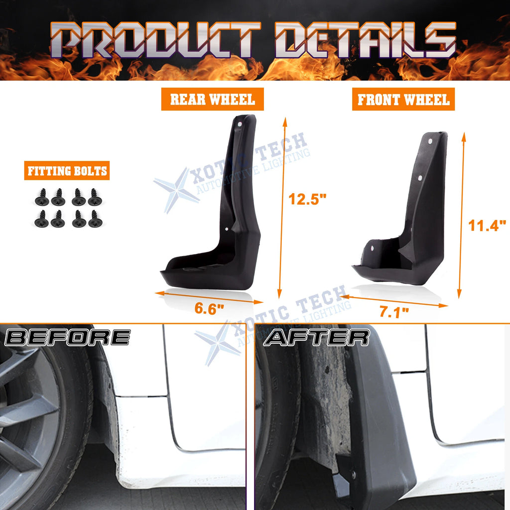 Mud Flaps Splash Guards Mudguards Set for Honda Civic Hatchback (2017-2021)