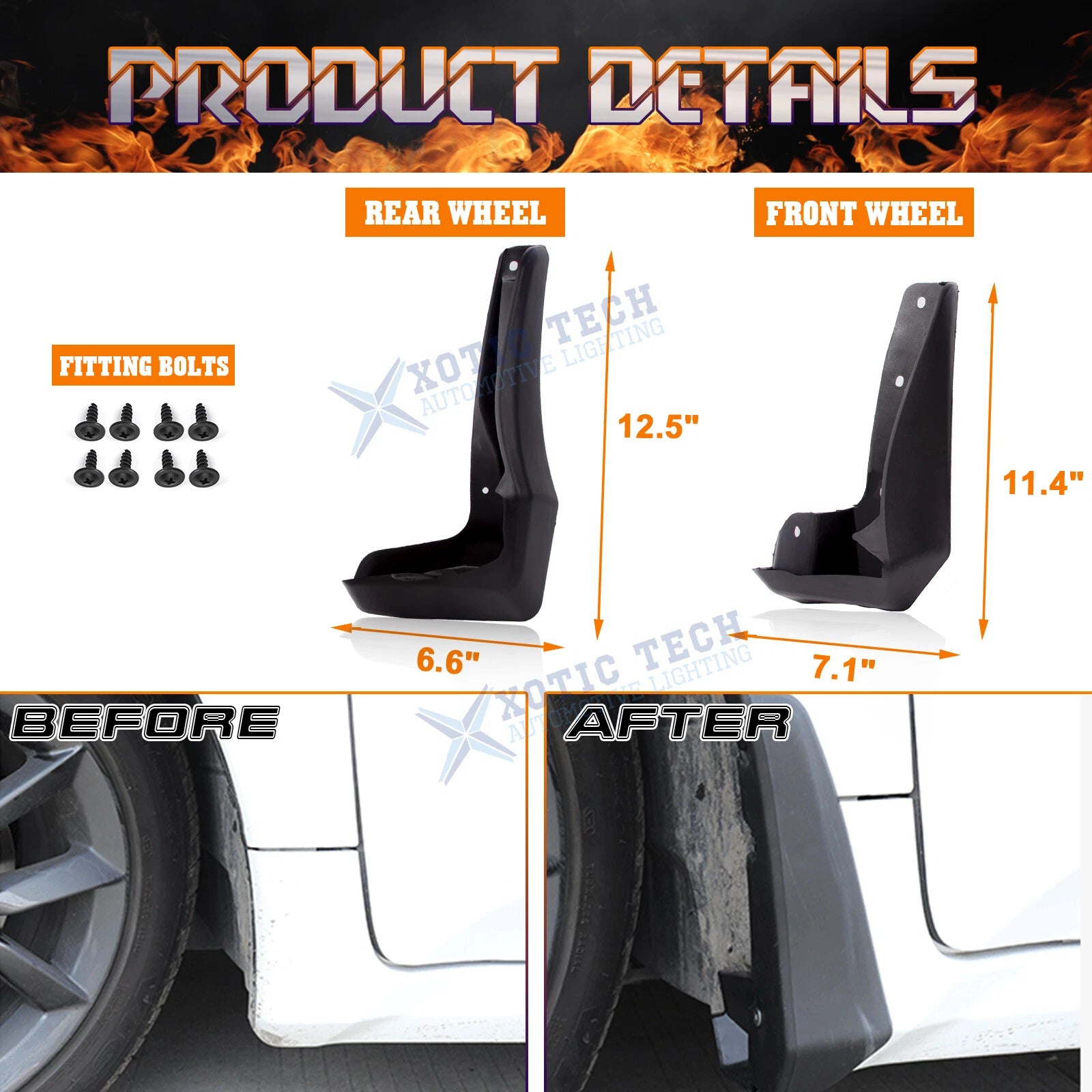 Mud Flaps Splash Guards Mudguards Set for Honda Civic Hatchback (2017-2021)