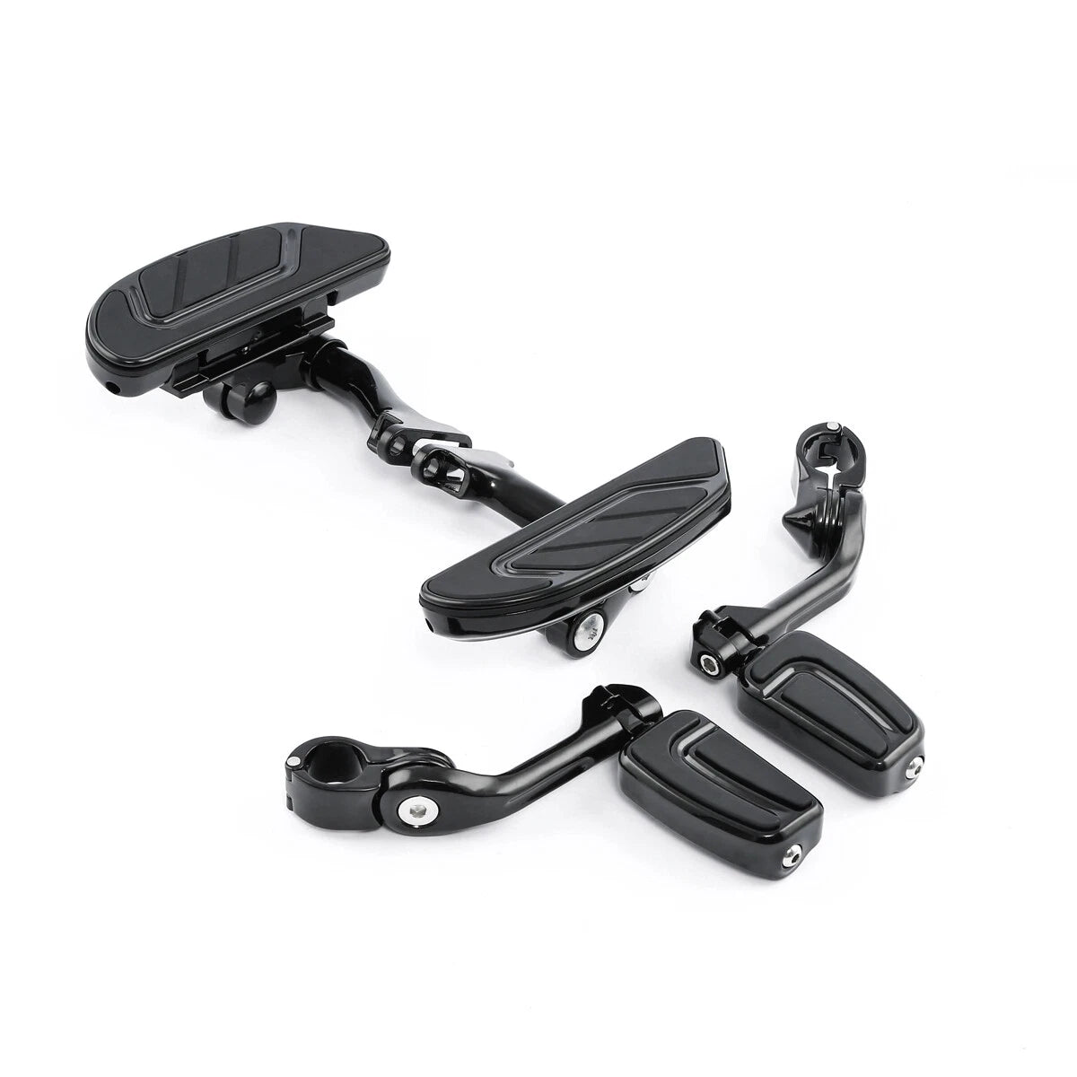 Black Passenger Footboard Footrest Long Footpegs Mount for Harley Touring (1993–2024)