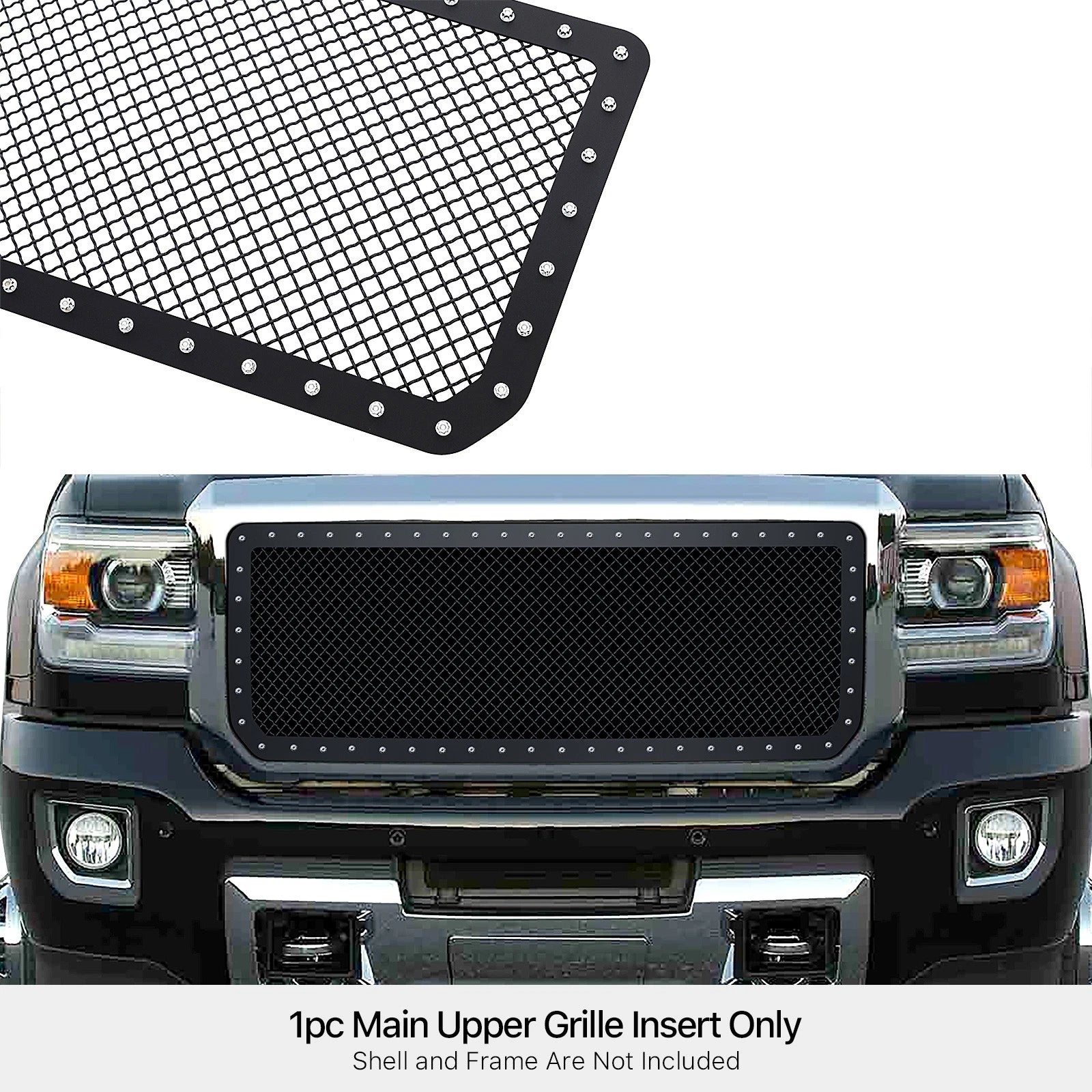 Main Upper Steel Black Mesh Grille for GMC Sierra 2500/3500 (2015-2019)
