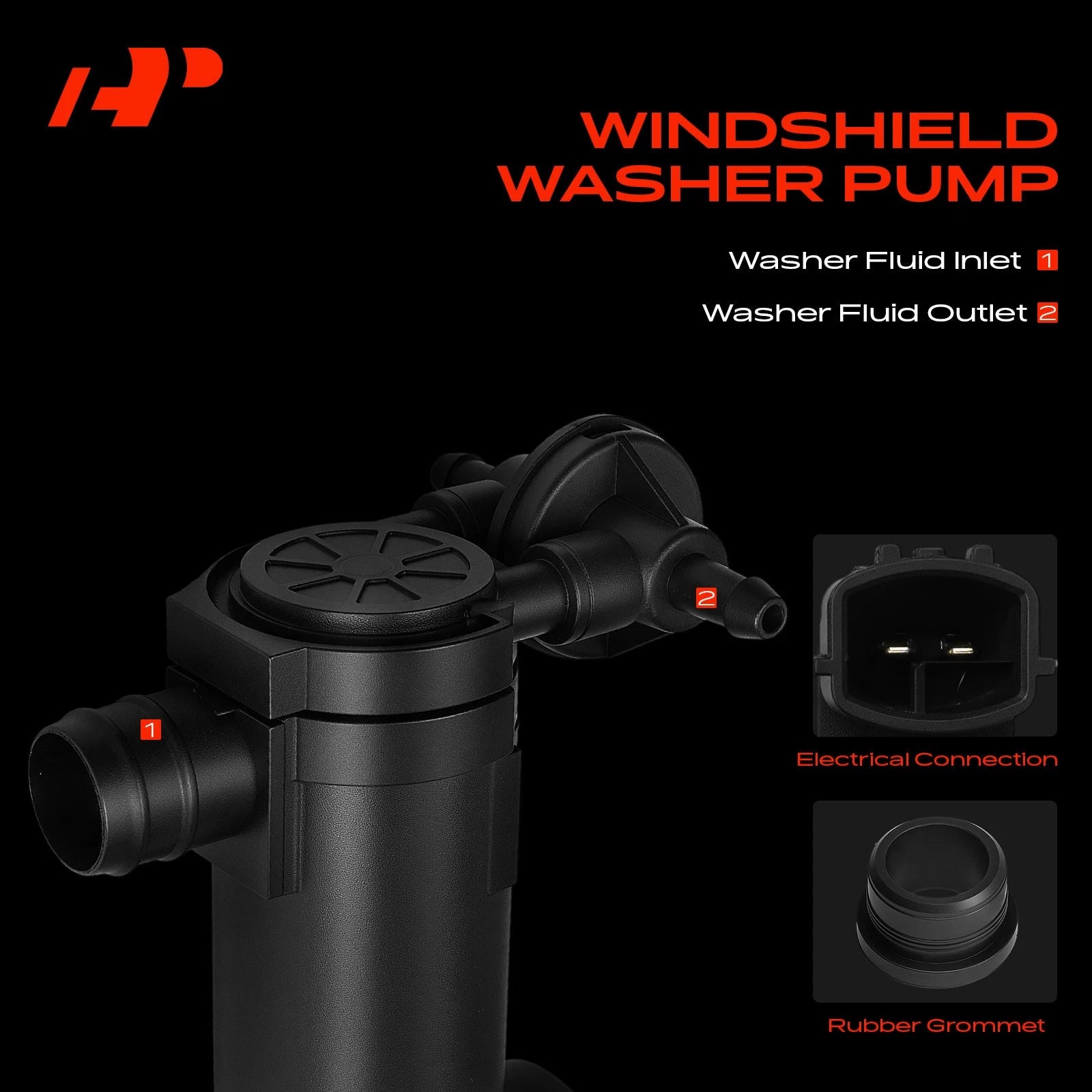 Windshield Washer Pump with Rubber Grommet for Nissan Rogue