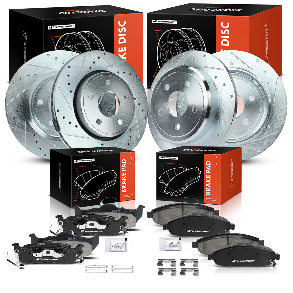 Set of 4 Drilled Brake Rotors & Ceramic Pads for Jeep Grand Cherokee (2005–2010)