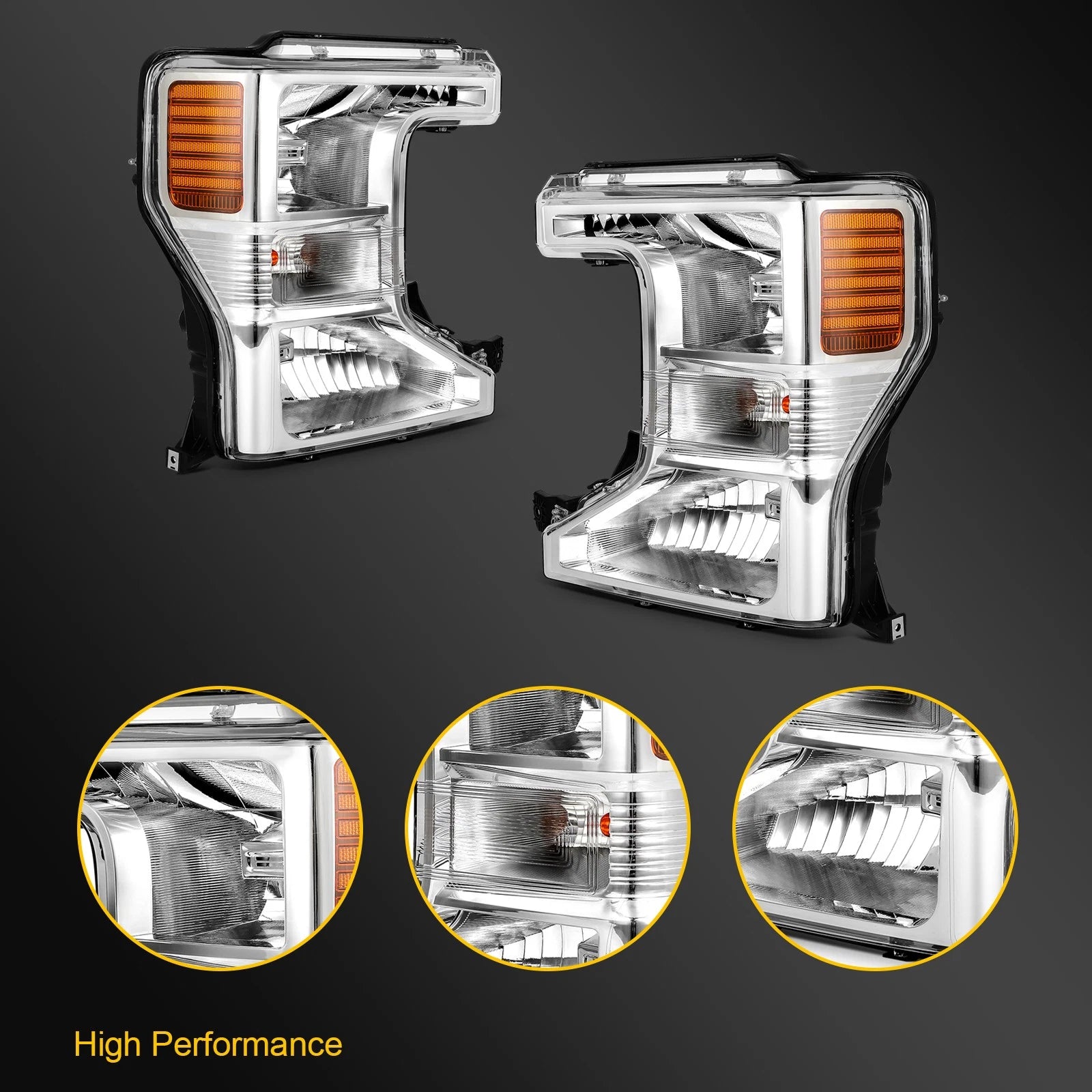2X Headlight Assembly for Ford F250 F350 Super Duty (2020–2022) w/Bulbs