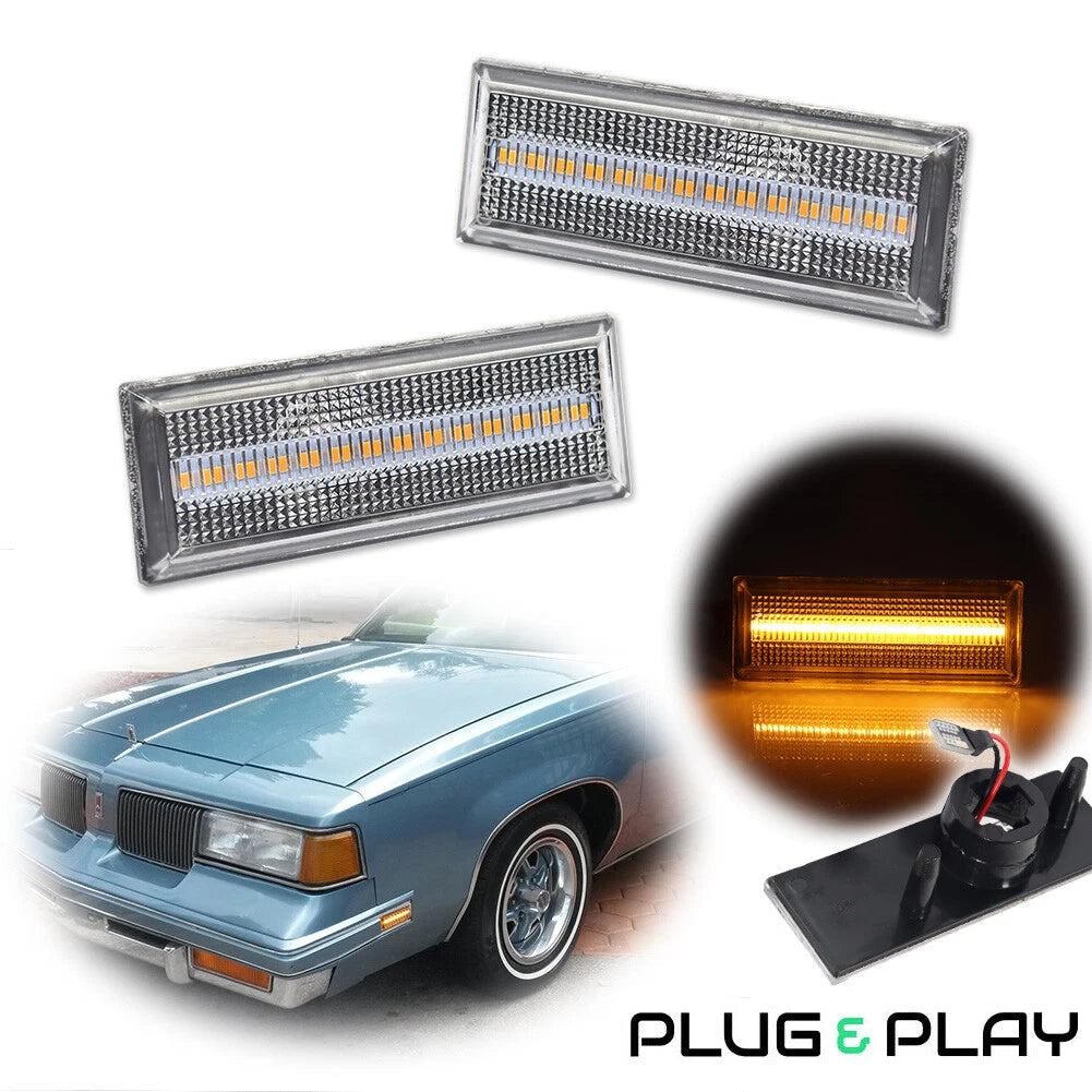 2X Amber LED Side Marker Lights for Cutlass (1981–1988)