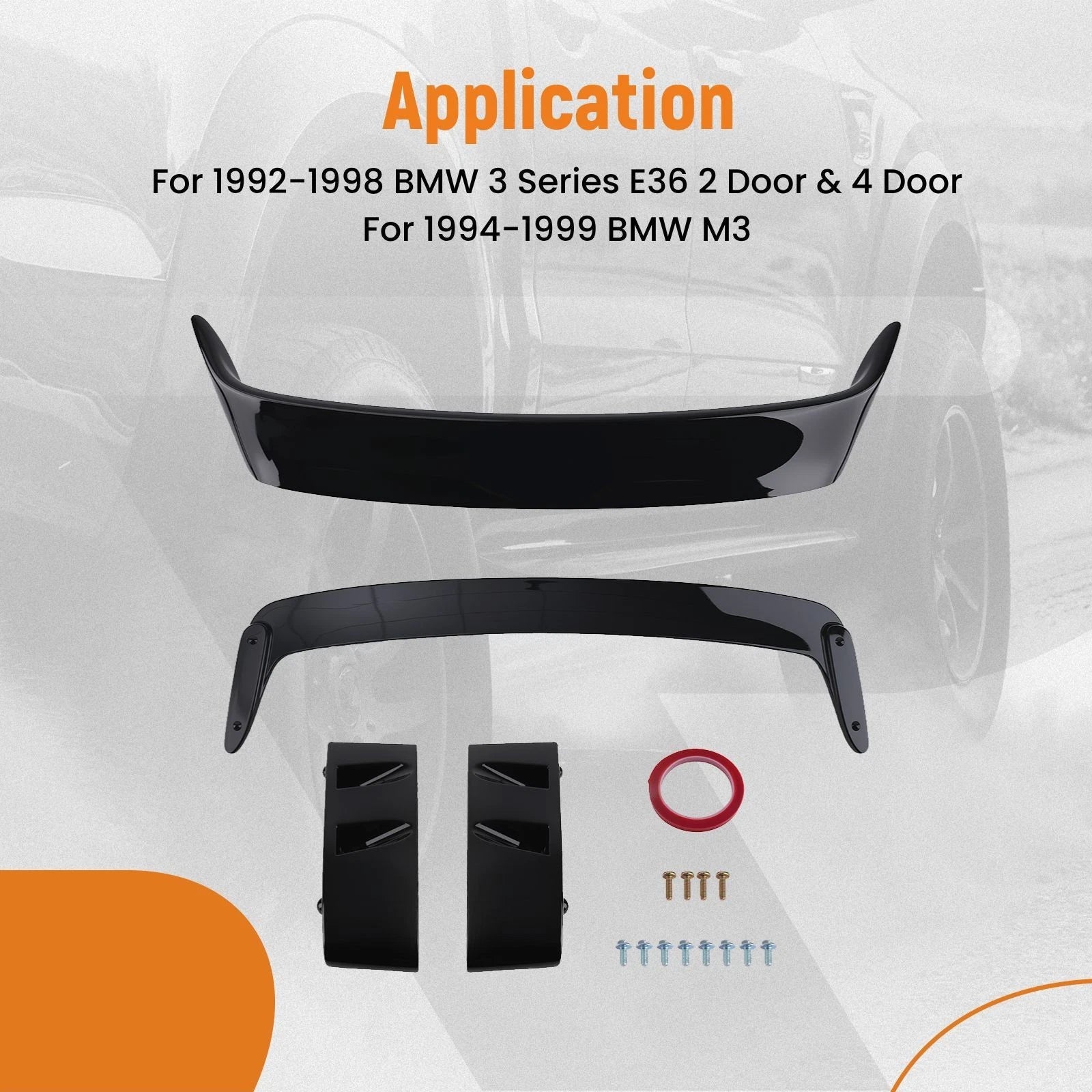 ABS Plastic Trunk Lip Spoiler for BMW 3 Series M3 (1992–1999) Gloss Black