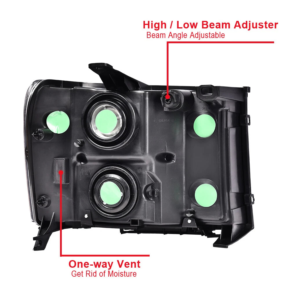 Smoked Black Headlights for GMC Sierra 1500 2500 3500 (2007–2014)