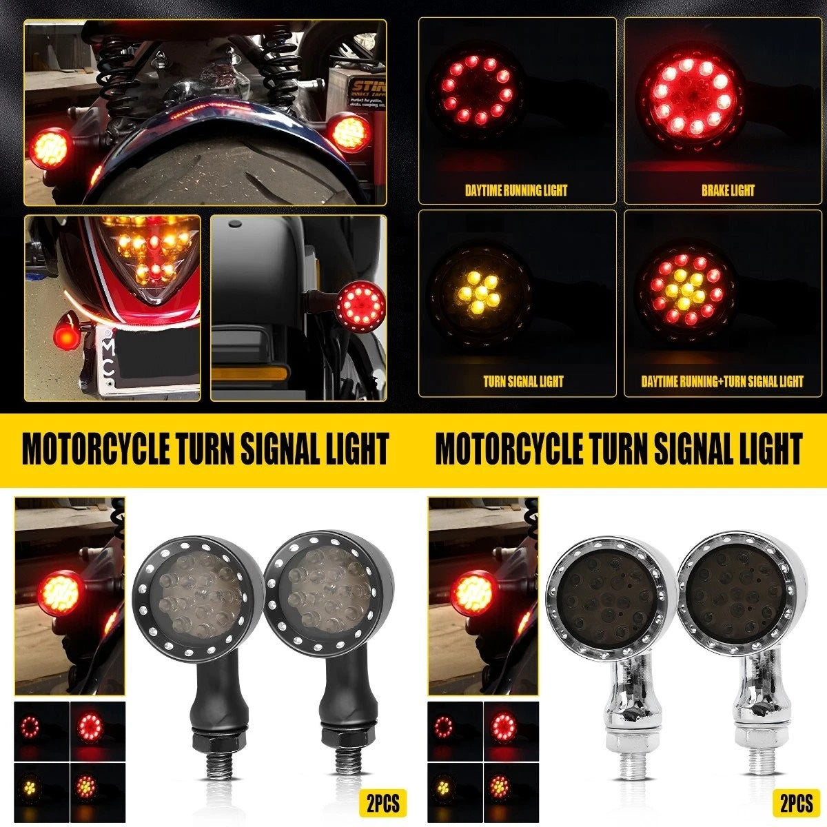 2X LED Bullet Brake Blinker Turn Signals for Suzuki H