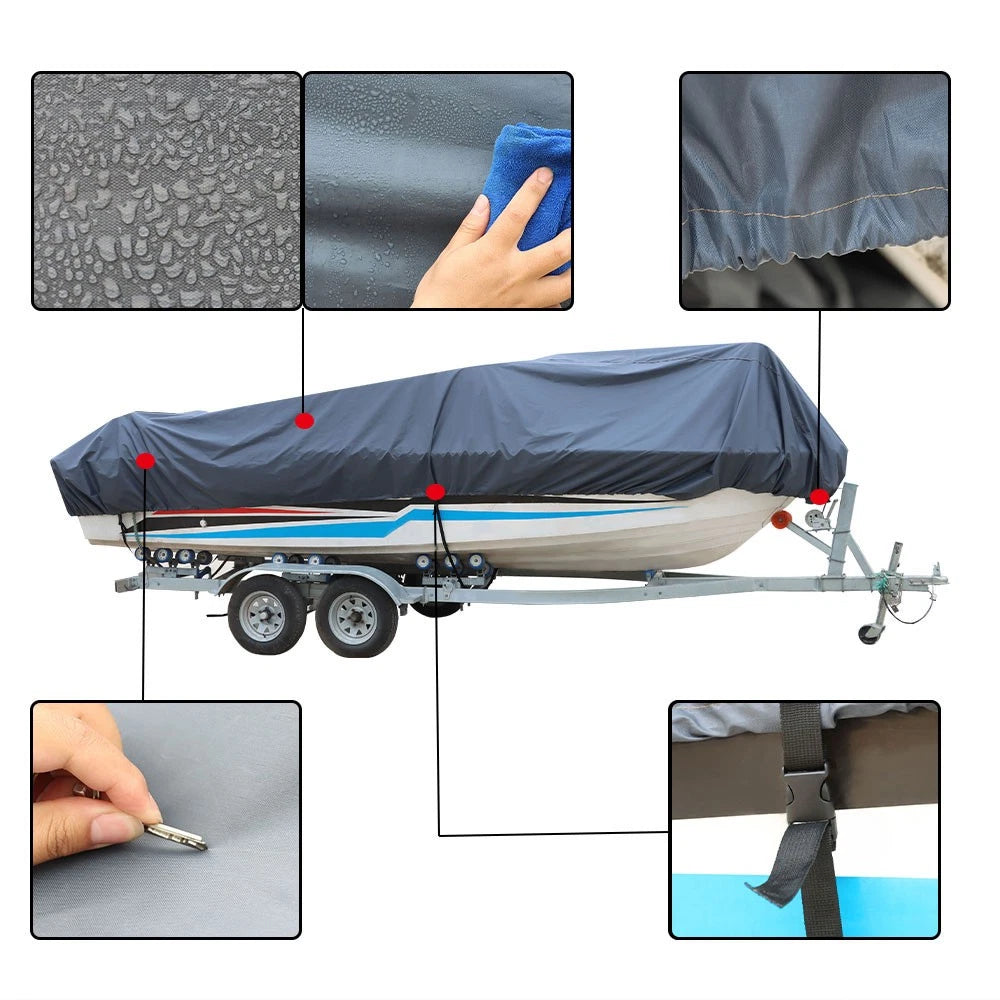 Boat Cover for V-Hull (2017â2019) 210D Gray