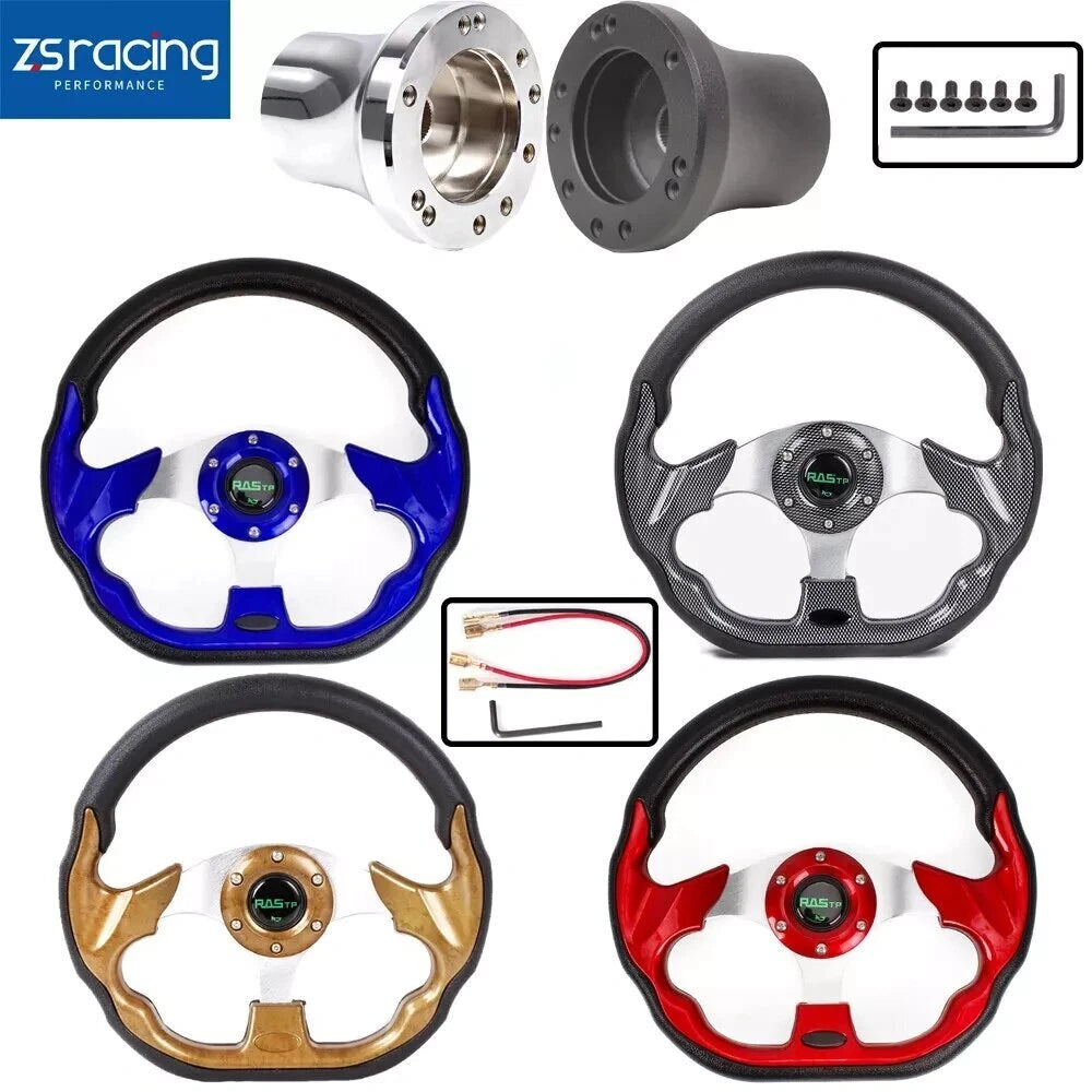 12.5" Carbon Fiber Steering Wheel with Hub Adapter for EZGO TXT RXV