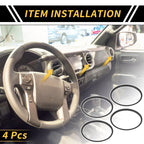 Set of 4 AC Vent Dashboard Decoration Rings for Toyota Tacoma (2016–2021) Black