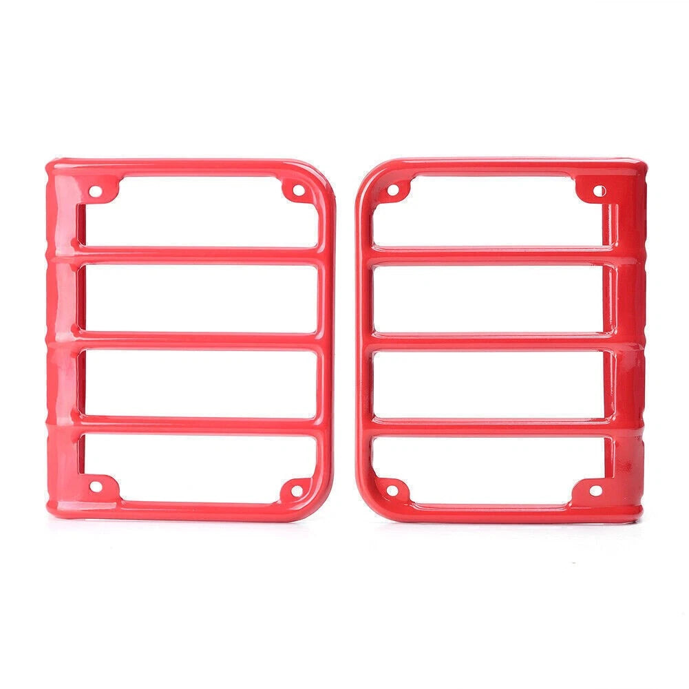 2X Steel Tail Light Cover for Jeep Wrangler JK (2007–2016) Red Protector
