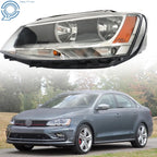 Driver Left Headlight for Volkswagen Jetta (2011-2018) Halogen Black