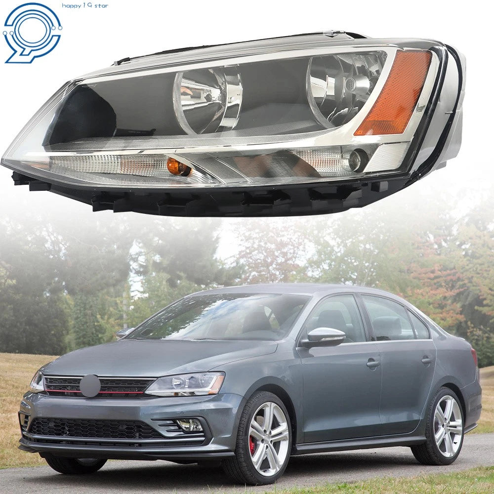 Driver Left Headlight for Volkswagen Jetta (2011-2018) Halogen Black
