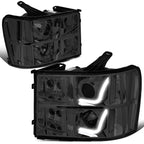 Smoked Clear Signal 3D LED Bar Projector Headlights for GMC Sierra (2007–2014)