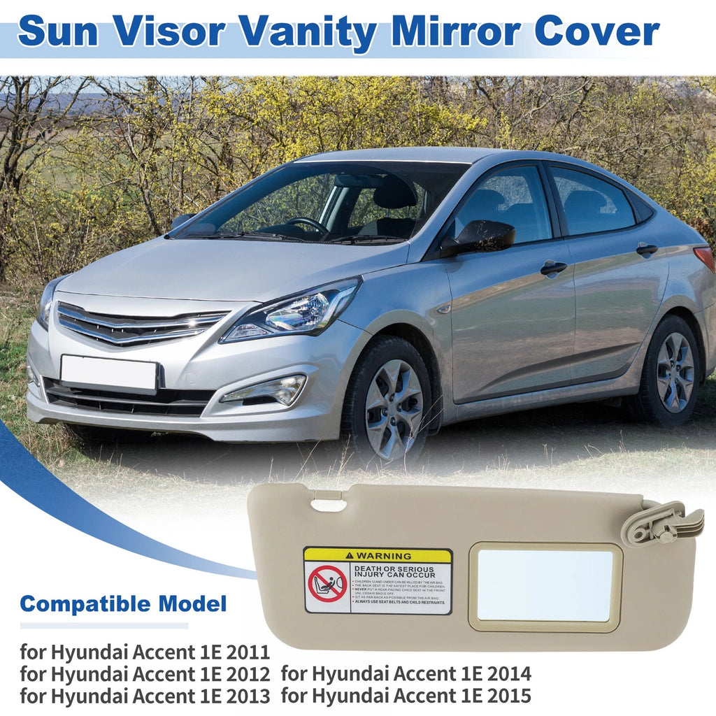 Right Side Sun Visor for Hyundai Accent (2011–2015) No. 85220-1R000 Beige