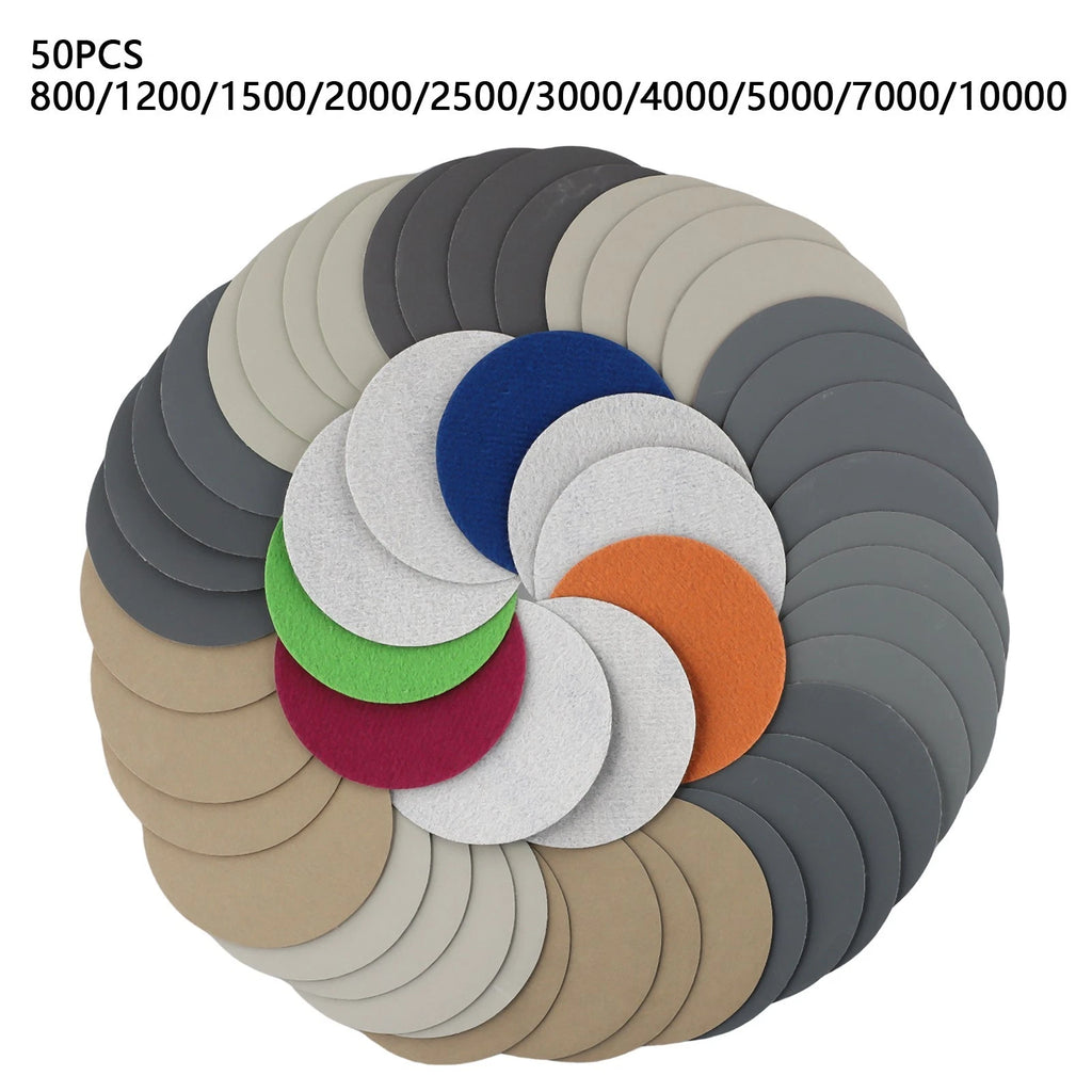 3-Inch Sanding Disc Set of 10 800-10000 Grit Silicon Carbide Polishing Pad