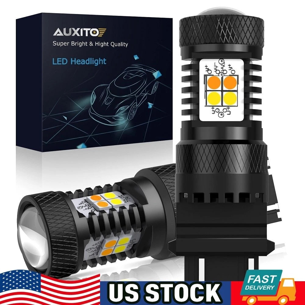 2X 3157 4157 White Amber Switchback LED Turn Signal Light Bulb for Ford F-250 (2001–2014)