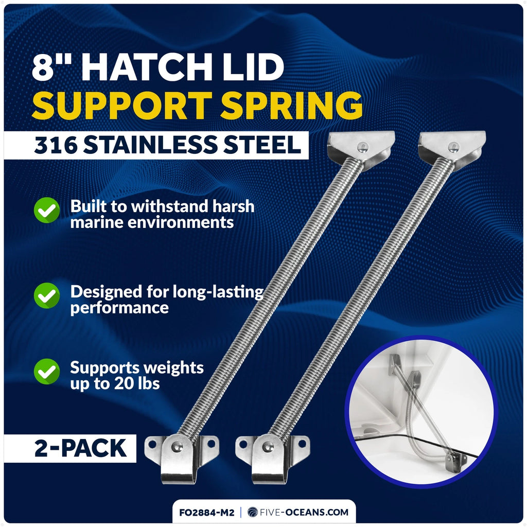 2X Hatch Lid Support Spring Holder for Five Oceans (8-Inch, 316 Stainless Steel)