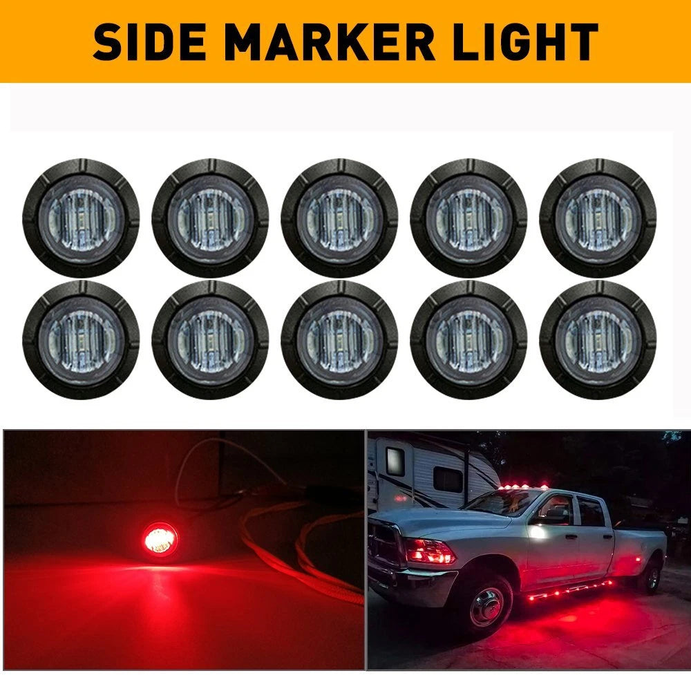10X Red LED Round Smoked Side Marker Lights for RV Truck Trailer