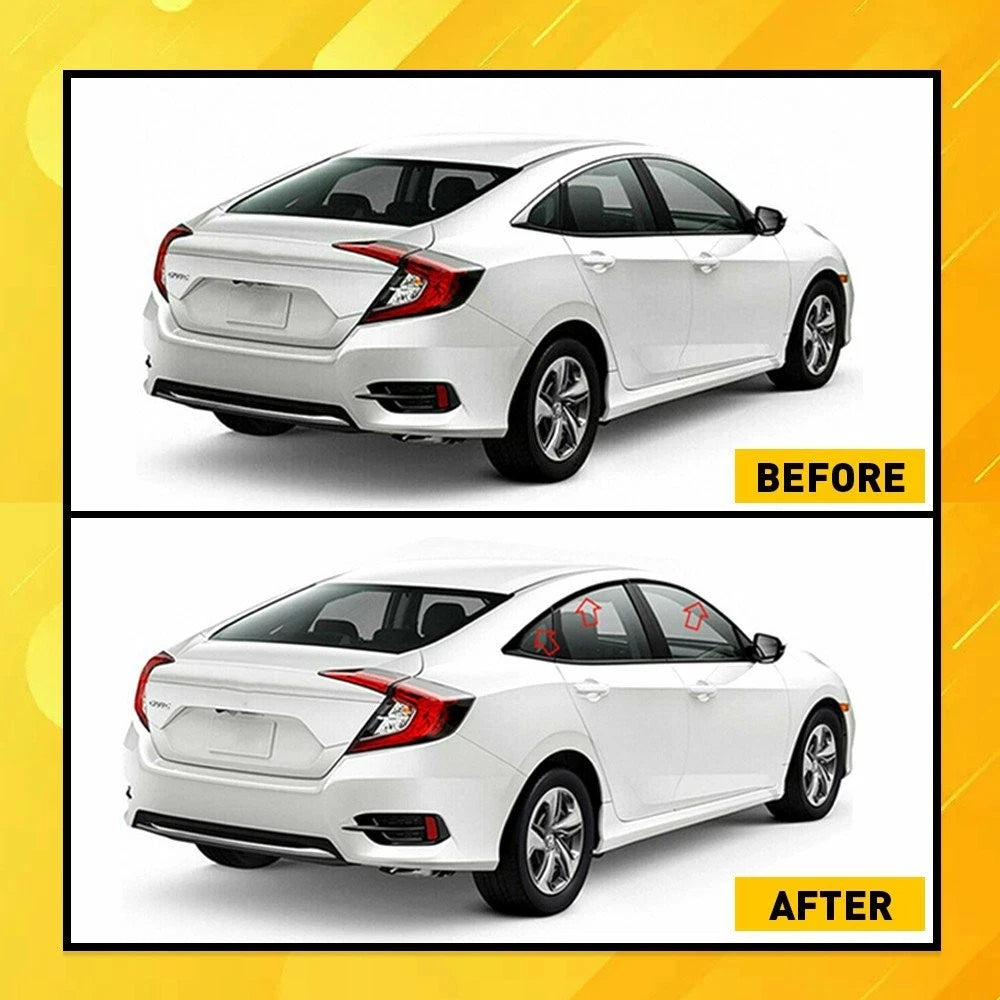 Set of 6 Black Chrome Delete Window Trim for Honda Civic (2016-2021)