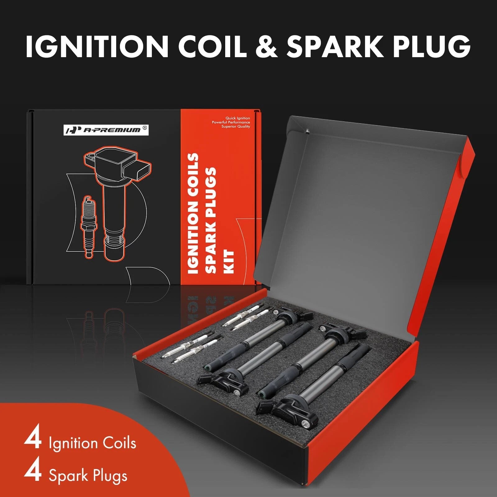 4x Ignition Coil & 4x Iridium Spark Plug for Toyota Corolla (2009-2017)