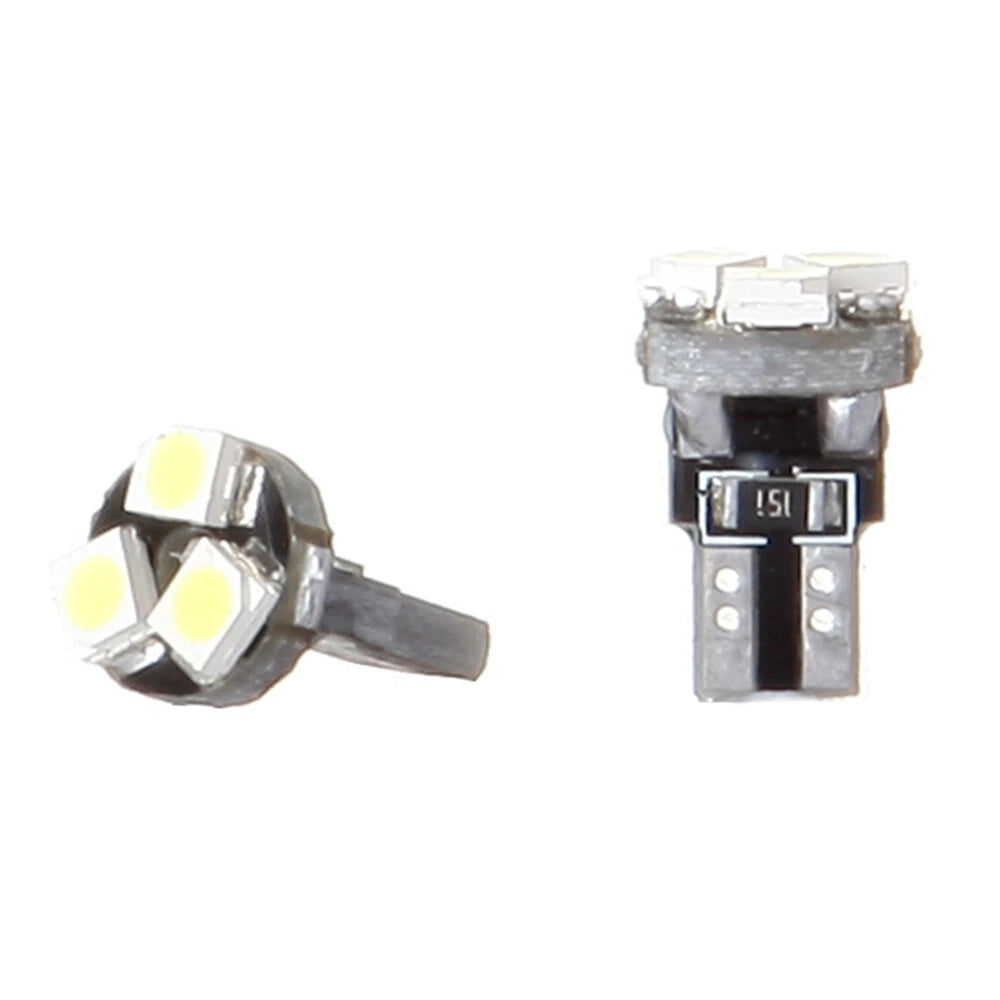 10Pcs White T5 Wedge 3-SMD LED Light Bulbs for Speedometer Gauge Cluster