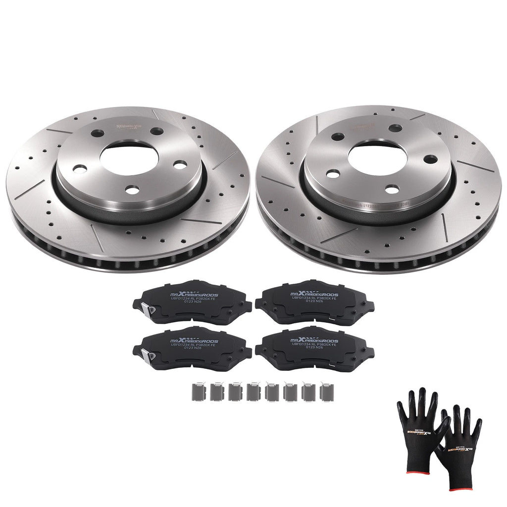Front Brake Rotors & Pads Kit for Jeep Wrangler JK (2007–2018)