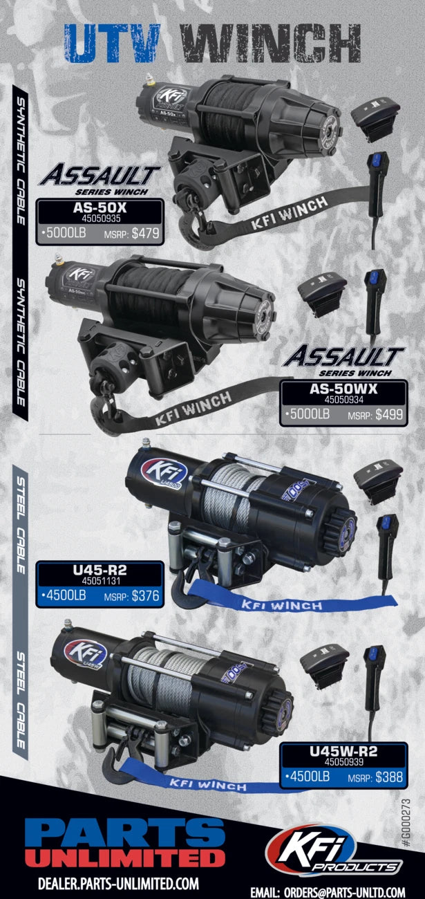 KFI U45-R2 Winch for UTV/ATV (4500 lb, Steel Cable)