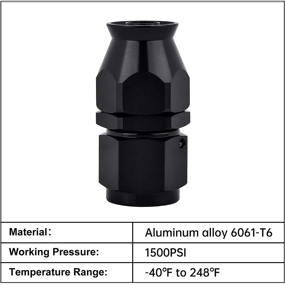 8AN Black 0° PTFE Hose End Fitting Adapter for PTFE Hose (Fits )