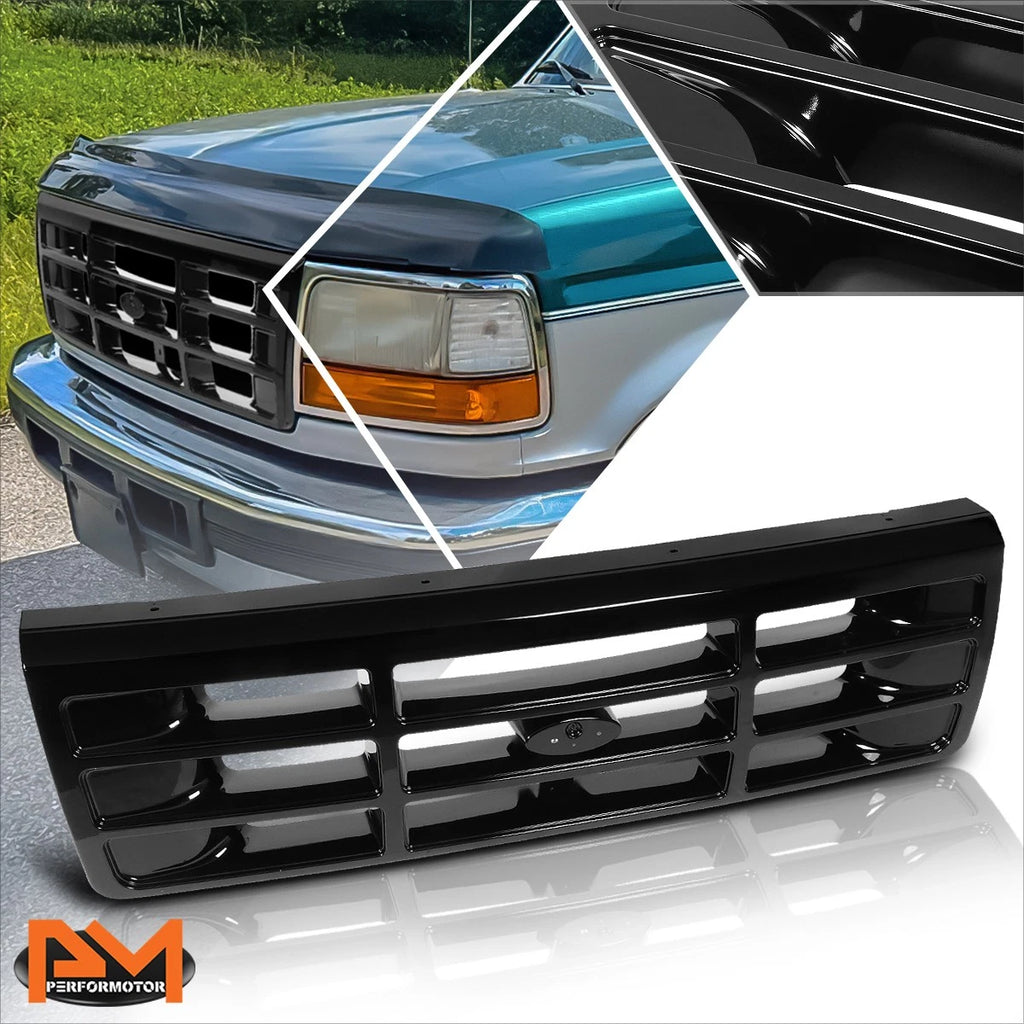 Glossy Black Front Bumper Grille for Ford Bronco/F Super Duty/F150-F350 (1992–1997)