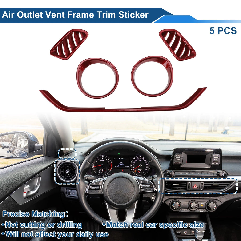 Set of 5 Air Condition Outlet Vent Trim Cover Frame for Kia Forte K3 (2019–2024) Red
