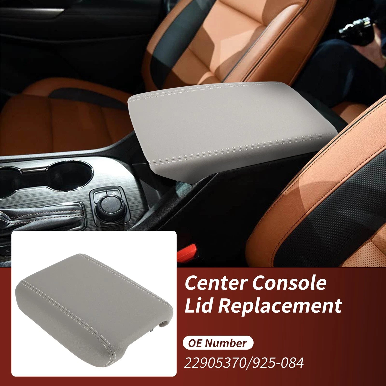 Center Console Armrest Lid for Chevy Traverse GMC Acadia (No. 22905370) Gray