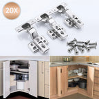 Set of 20 Soft Close 35mm Cabinet Hinges for Kitchen Cupboard Doors