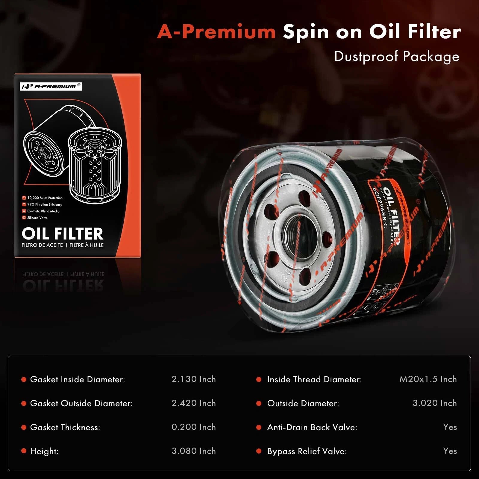 Engine Oil Filter for Acura MDX (2001-2002) Mitsubishi Outlander Lancer