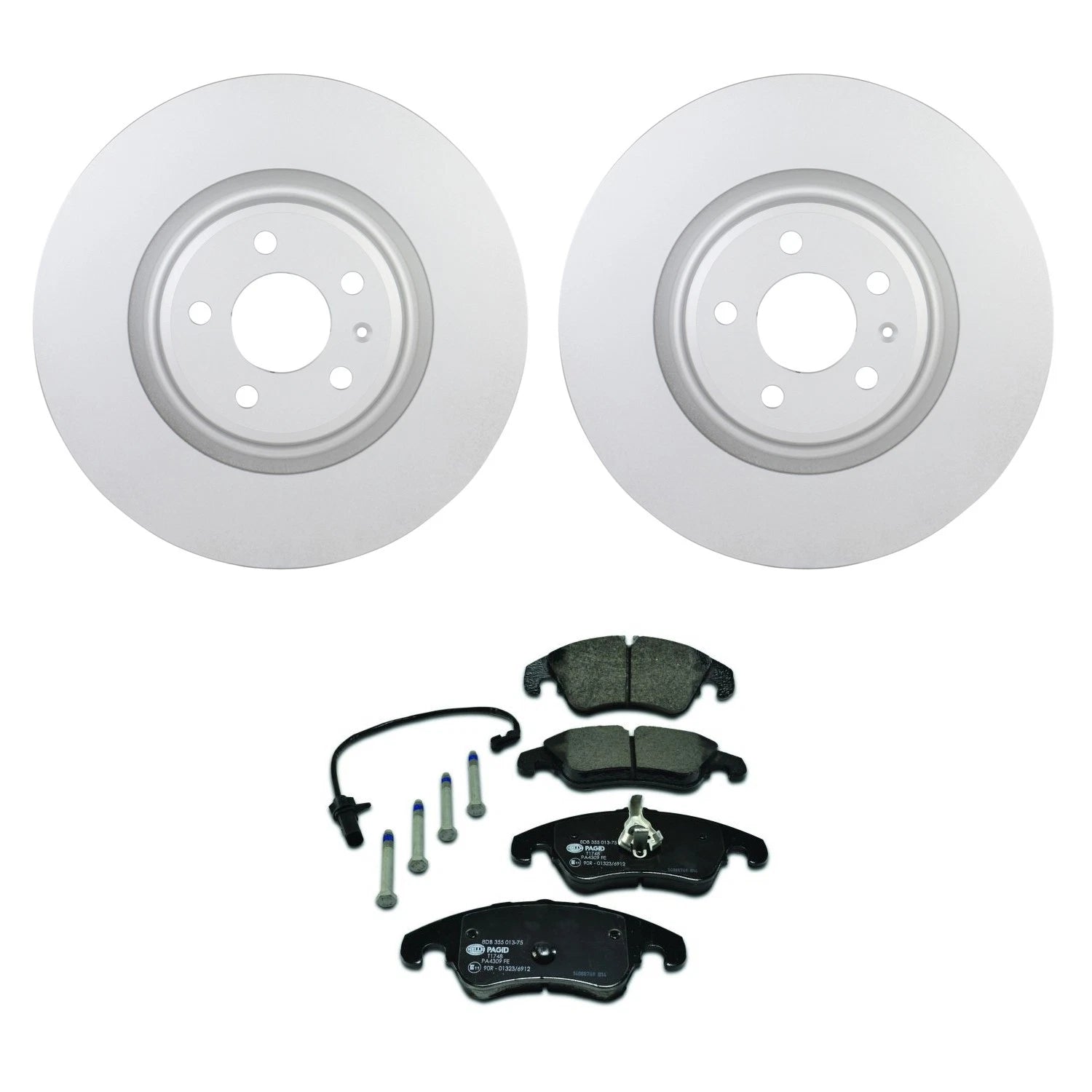 Set of 4 Bosch QuietCast Front Rotors & Hella Low-Met Pads for Audi S4 S5