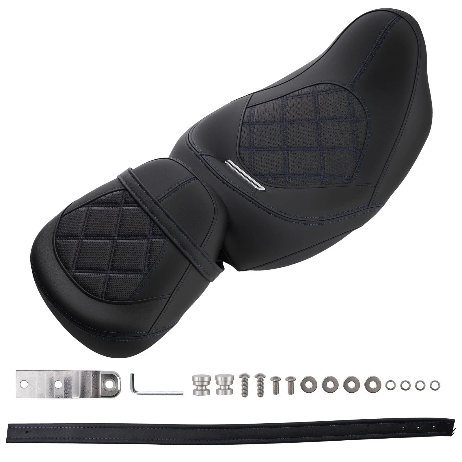Black Blue Seat for Harley Touring (2009–2024) Driver Passenger Replacement