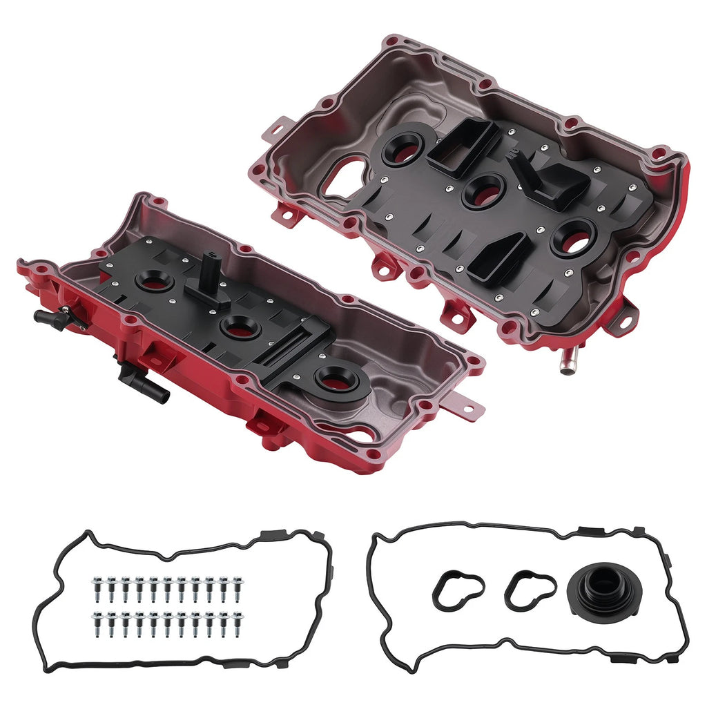 Set of 2 Aluminum Valve Covers for Nissan Pathfinder Quest (2005–2012) 13264JN01A Red