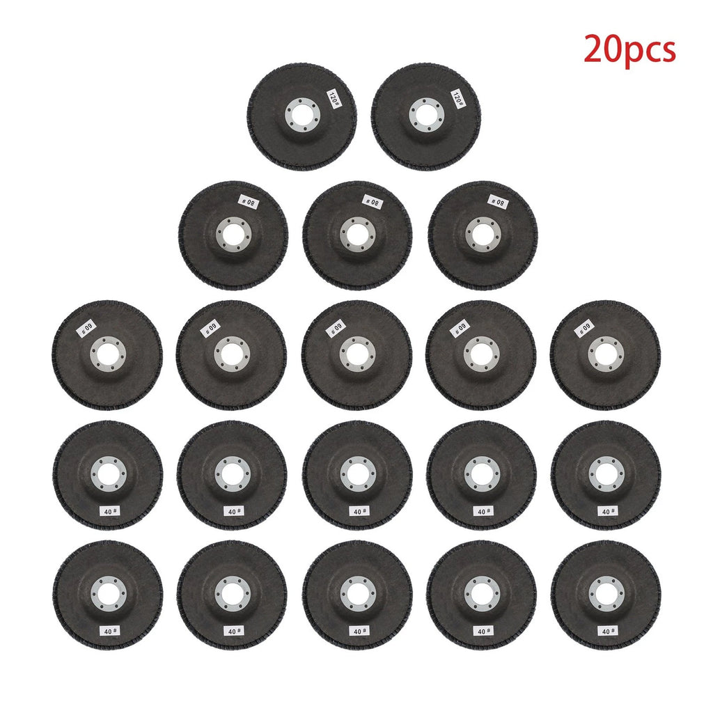 20 PCS T29 Flap Discs 4.5" x 7/8" for Angle Grinder (Grit 40/60/80/120)