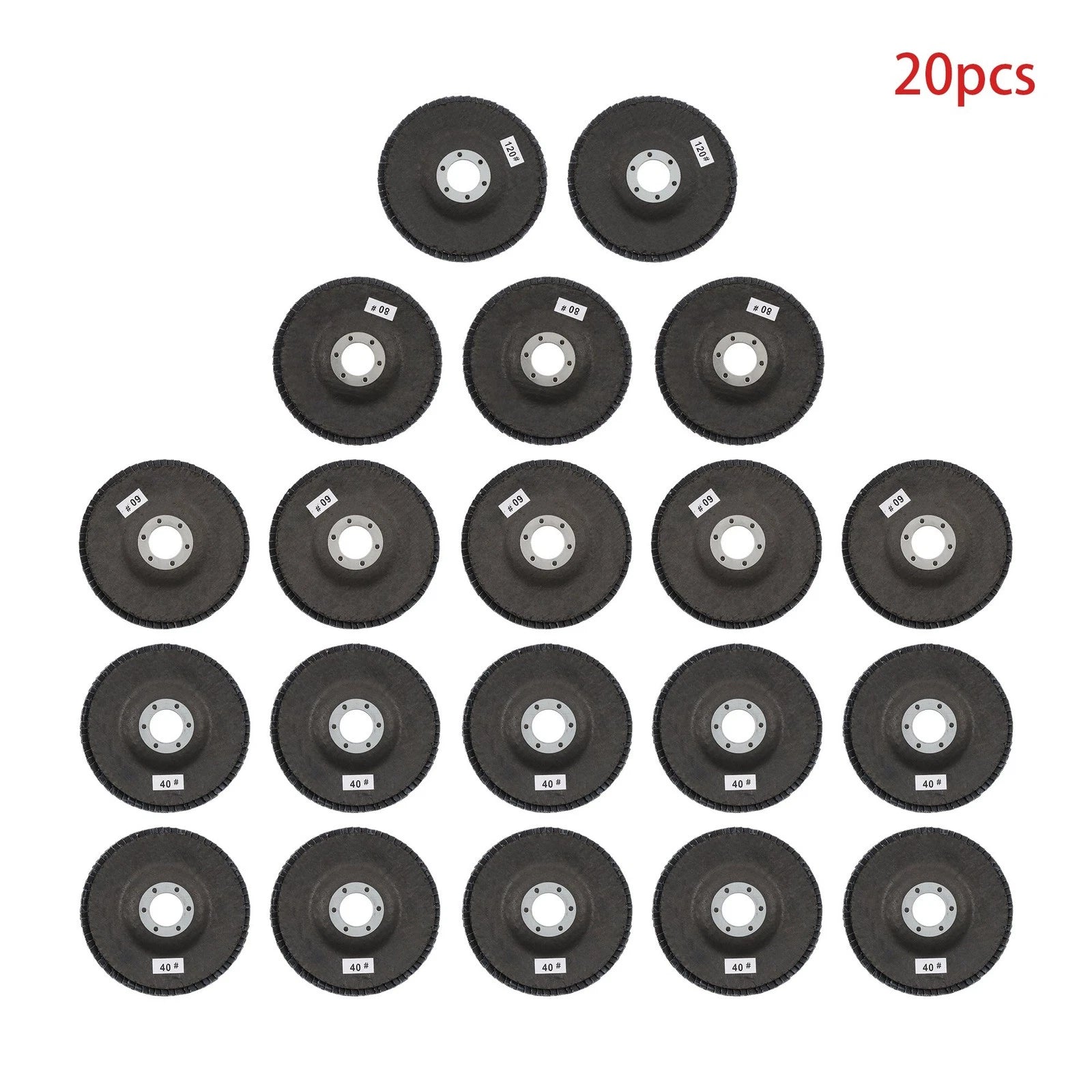 20 PCS T29 Flap Discs 4.5" x 7/8" for Angle Grinder (Grit 40/60/80/120)