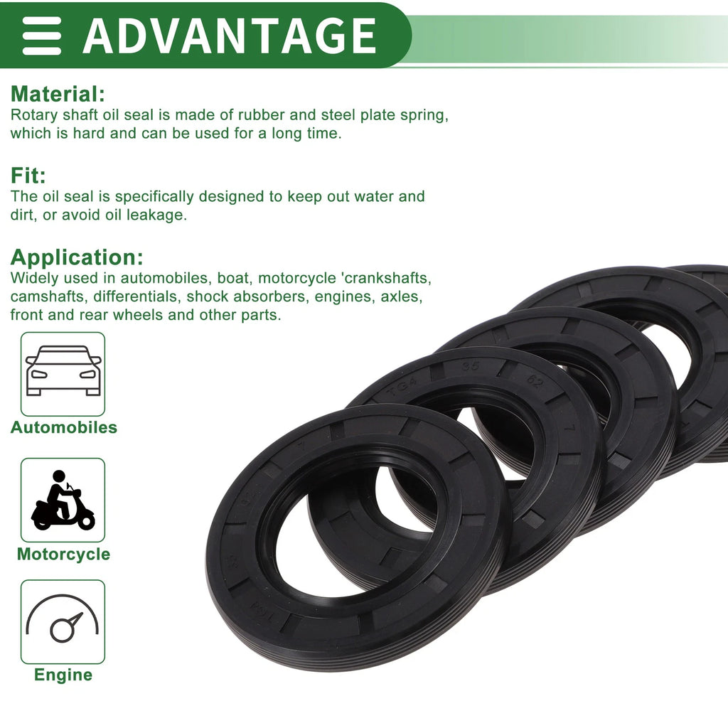 Set of 5 Oil Seals NBR Rubber 35x62x7mm for Various Models 