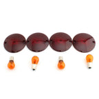 Amber Turn Signal Light Bulbs & Red Lens Cover for Harley Davidson Road King (1994-2010)